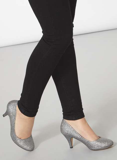 Wide Fit Pewter 'Wilamina' Court Shoes